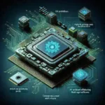 "Diagram illustrating hybrid cache architectures and their impact on AI workloads for AMD and Intel processors, showcasing performance comparisons and technological integration."