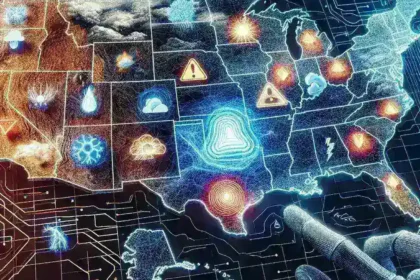 "AI-powered regional disaster alert system demonstration by Google News, showcasing alerts for natural disasters in U.S. feeds."