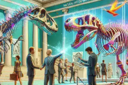 "Disney and Smithsonian collaboration showcasing augmented reality (AR) museum exhibits, featuring interactive displays and immersive experiences that blend technology with cultural heritage."