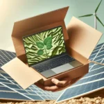 "Image of Dell's new carbon-neutral packaging design for U.S. consumer laptops, showcasing environmentally friendly materials and branding, highlighting Dell's commitment to sustainability."