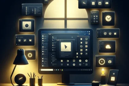 "User interface displaying dark mode settings for operating systems and applications, showcasing how to enable dark mode for a better visual experience."